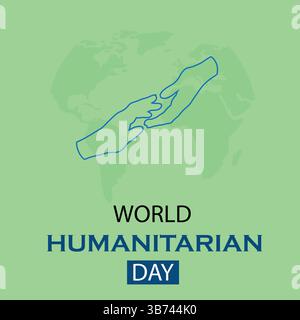 World Humanitarian Day. Humanitarian Day creative concept isolated on green background. Best for posters, banners, social media. Vector EPS. Stock Vector