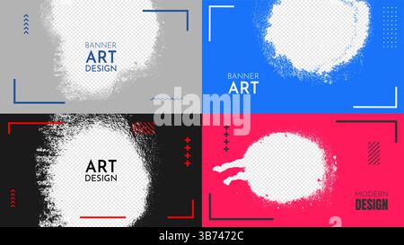 Vector illustration. Abstract color horizontal clipping mask set. Ink brush strokes design for web template, social media, cover overlay, website Stock Vector