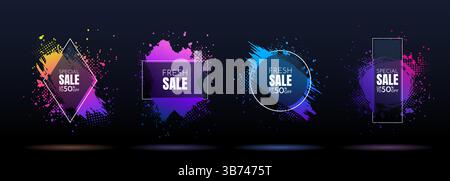 Vector illustration. Color frame for text. Modern art graphics. Dynamic geometric dark background. Element for design flyers, posters, covers Stock Vector