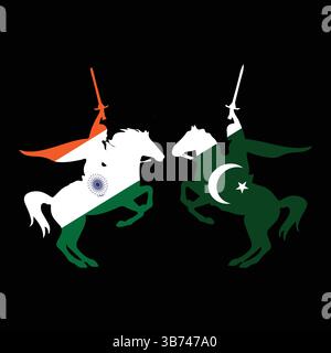 Pakistan Vs India Cricket Match Knight Rider Concept With Creative Illustration Isolated On Black Background EPS Editable File IND VS PAK Stock Vector