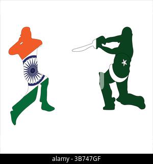 India VS Pakistan Cricket Match - Creative Illustration of Cricket Players Isolated on White Background. EPS Vector File. PAK VS IND Stock Vector
