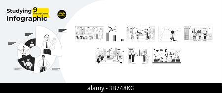 Corporate studying infographics outline illustrations mega bundle Stock Vector