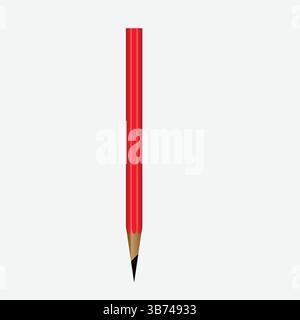 Hyper-Realistic Red Pencil Vector Art – High-Quality EPS File, Isolated on White, Fully Editable Illustration. Stock Vector