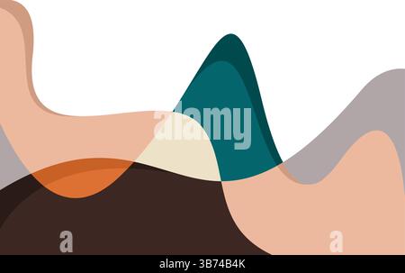 Abstract landscape poster vector. Nature Mountain wall decor contemporary art print, mid century mountain background. Stock Vector