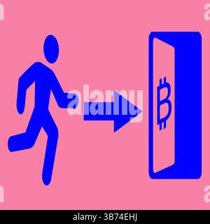 Exit Bitcoin Sign Vector Illustration for Digital and Print Use Stock Vector