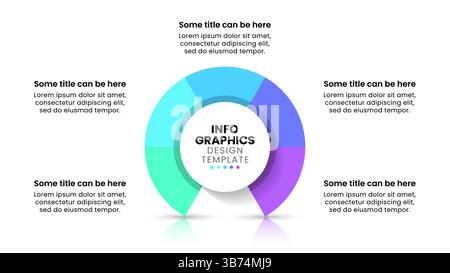 Infographic template with 5 options or steps. Circle. Can be used for workflow layout, diagram, banner, webdesign. Vector illustration Stock Vector