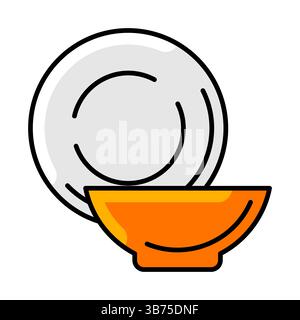 Dishes and plates icon. Home decor element thin line illustration. Stock Vector