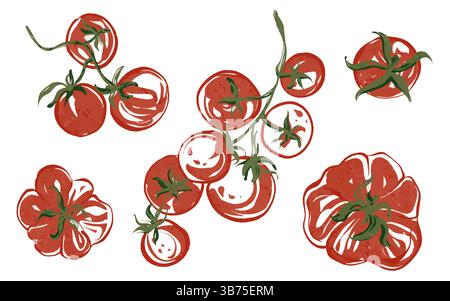 Vector Set of Fresh Organic Tomatoes Stock Vector