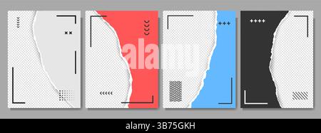 Vector illustration. Torn paper effect overlay set. Design element for poster, invitation, layout, magazine, book cover. Decorative art. A4 size layer Stock Vector
