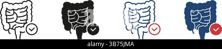 Intestine Health Icons Line and Solid Icon Set. Digestive System Medical Symbol Collection. Isolated Vector Illustration Stock Vector