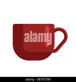 Red cup of coffee or tea. Vector illustration. Flat style. Suitable for cafe design, posters, banners, cards, kitchen textiles. Stock Vector