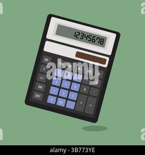 Vector calculator with shadow on green background Stock Vector