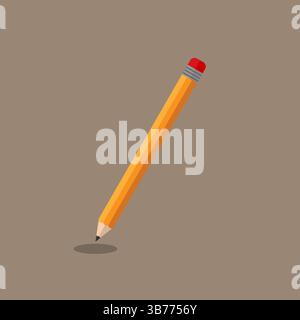 Orange vector pencil with shadow for design Stock Vector