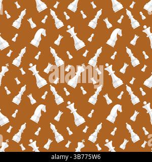 Seamless vector pattern of white chess pieces on a background Stock Vector