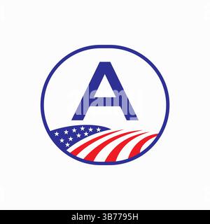 Letter A USA Agriculture Logo Design. Farming Symbol Vector Template Stock Vector