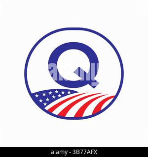 Letter Q USA Agriculture Logo Design. Farming Symbol Vector Template Stock Vector
