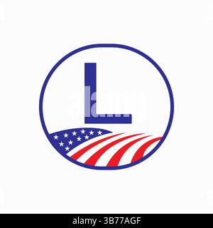 Letter L USA Agriculture Logo Design. Farming Symbol Vector Template Stock Vector