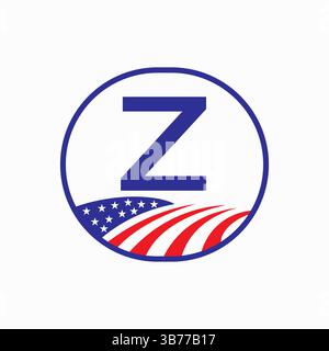 Letter Z USA Agriculture Logo Design. Farming Symbol Vector Template Stock Vector
