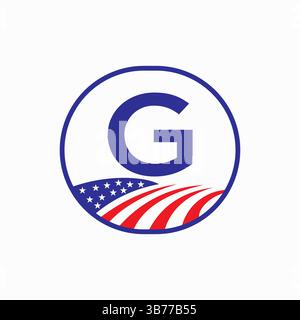 Letter G USA Agriculture Logo Design. Farming Symbol Vector Template Stock Vector