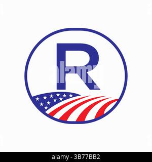 Letter R USA Agriculture Logo Design. Farming Symbol Vector Template Stock Vector