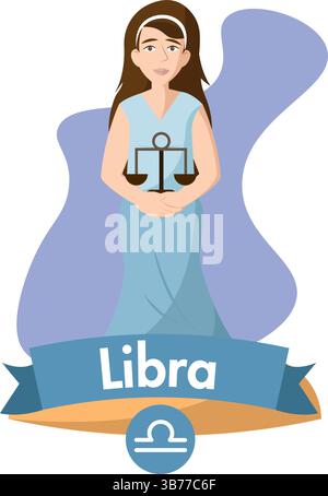 Libra zodiac woman scale. Vector illustration Stock Vector