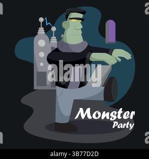 Frankenstein monster dancing. Vector illustration Stock Vector