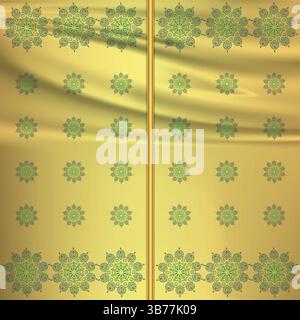Golden background with line art circular abstract, Wreath, Ideal for printing on fabric or paper for wallpapers, textiles, frames, swirls, dividers, c Stock Vector