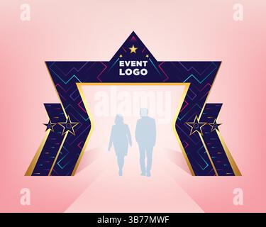 Event entrance of star model arch with abstract design. Vector editable copy Stock Vector