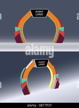Entrance arch design illustration for events in two angle with vector editable format. Stock Vector