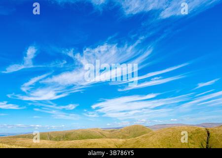Cirrus clouds above the Howgill Fells,UK Stock Photo