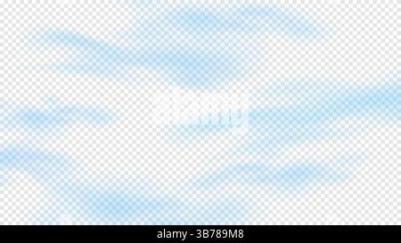 Vector illustration. Soft blue color clouds layer on transparent background. Light, airy design backdrop. Graphic elements for web banner. Realistic Stock Vector