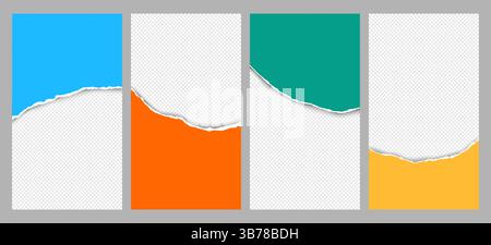 Vector illustration. Torn paper effect. Color banner collection. Decorative vecrtical overlay with 3d shadow effect and copy space for text. Design Stock Vector