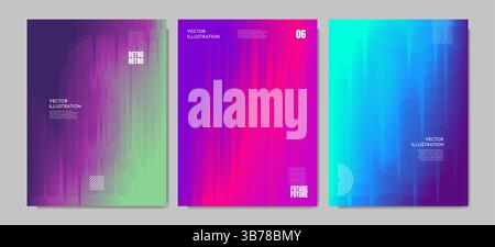 Vector illustration. Dripping liquid glitch effect. Flowing color fluid. Vibrant color gradient background. Trendy modern design. Design elements Stock Vector
