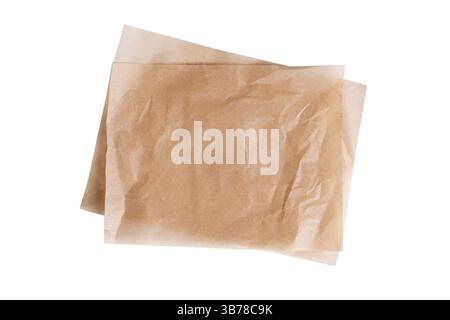 Baking paper top view isolated, food dish. Cooking sheet flat lay. Organic bakery sheet. Stock Photo