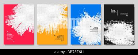 Vector illustration. Hand drawn abstract color frame set. Ink brush strokes mess. Design for poster, invitation, gift card, coupon, book cover Stock Vector
