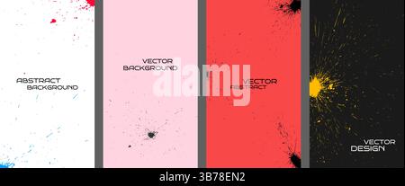 Vector illustration. Creative artistic messy background set. Color ink dirty splatter. Design elements for flyers, leaflets, vouchers, coupons Stock Vector