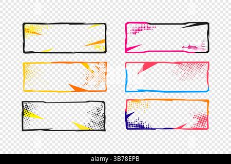 Vector illustration. Polygonal abstract frame set with dots. Design for leaflet, promotion, web banner, flyer, coupon. Banner halftone overlay Stock Vector