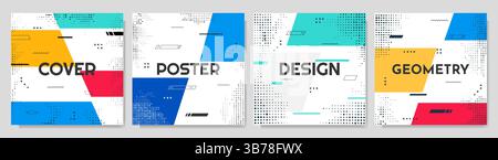 Vector illustration. Flowing geometric shapes and lines. Design elements for social media, web banner, blog post, cover. Trendy abstract color Stock Vector