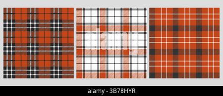 Picnic tablecloth plaid, gingham seamless pattern vector set. Traditional square check vichy tartan. Red napkin textile, grid blankets, checkered kitchen print. Abstract geometric checker backgrounds Stock Vector