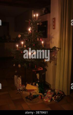 Detailed shot of a laid table with glasses and cutlery at christmas Stock Photo