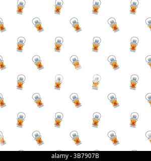 Camping seamless pattern with lantern Stock Vector