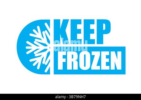 Keep frozen label. Cold storage text. Snowflake half vector. Blue bold symbol. Stock Vector
