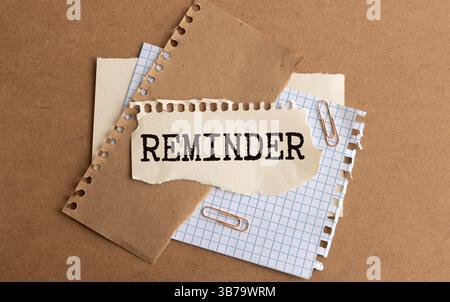 Reminder text button on keyboard, concept background Stock Photo