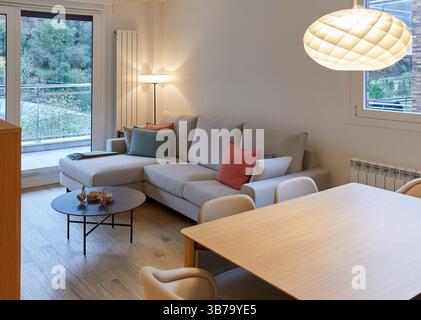 Living and dining room, interior design, Home, Basque Country, Spain. Stock Photo