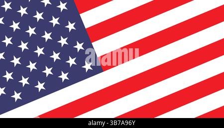 Flag of United States of America. US flag. The leaning American flag. Vector computer illustration. Stock Vector