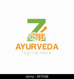 Initial Letter Z Ayurveda Eco Logo Design, Pharmacy Concept Vector Template Stock Vector