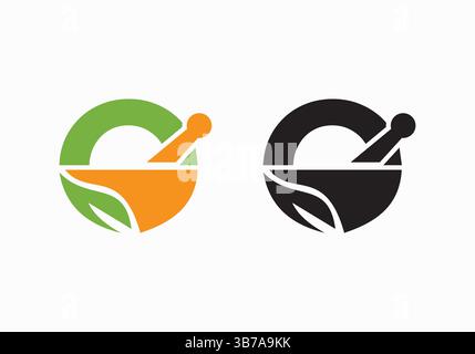 Initial Letter O Ayurveda Eco Logo Design, Pharmacy Concept Vector Template Stock Vector