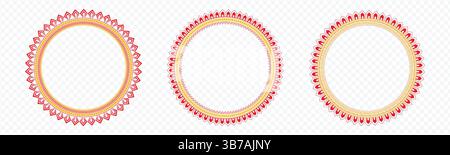 Set of Three Ornate Circular Border Frames with Petal Design Stock Vector