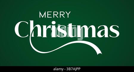 White Script "Merry Christmas" Text on a Dark Blue Background Stock Vector