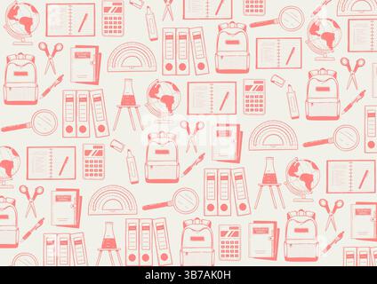 Seamless pattern with office and students elements Stock Photo
